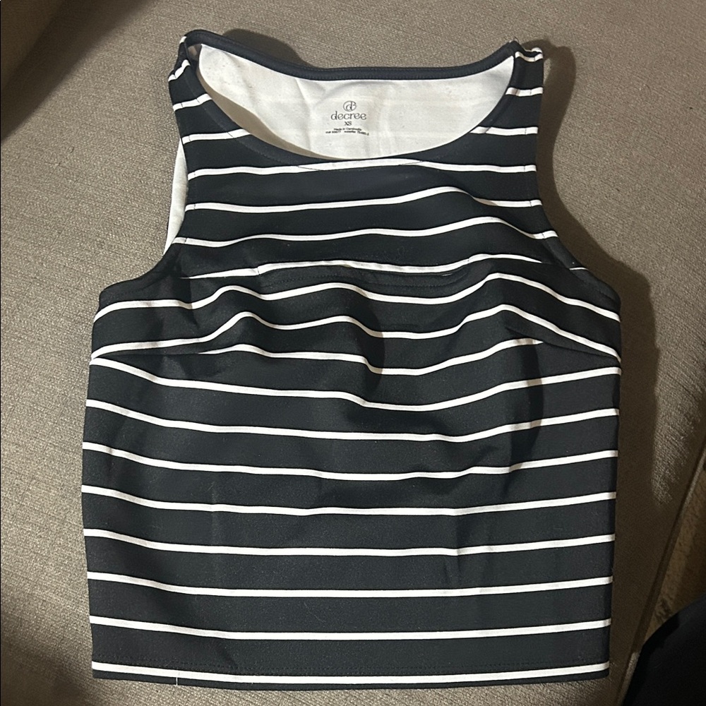 Decree Black and White Striped Crop Top